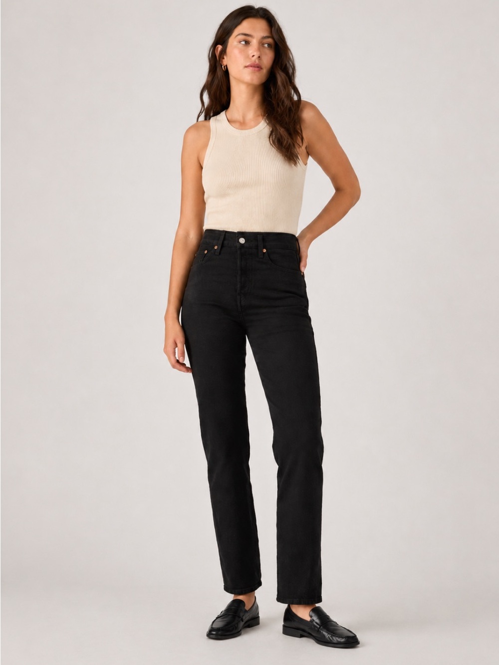 Levi’s Wedgie Straight Women’s Jeans Black High Rise Ankle Size 26